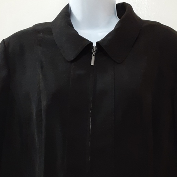 Black Jacket Zip Front Suede Look JM Collection 12 - Picture 2 of 6
